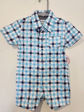 Free Planet Plaid Short Sleeve Baby Romper